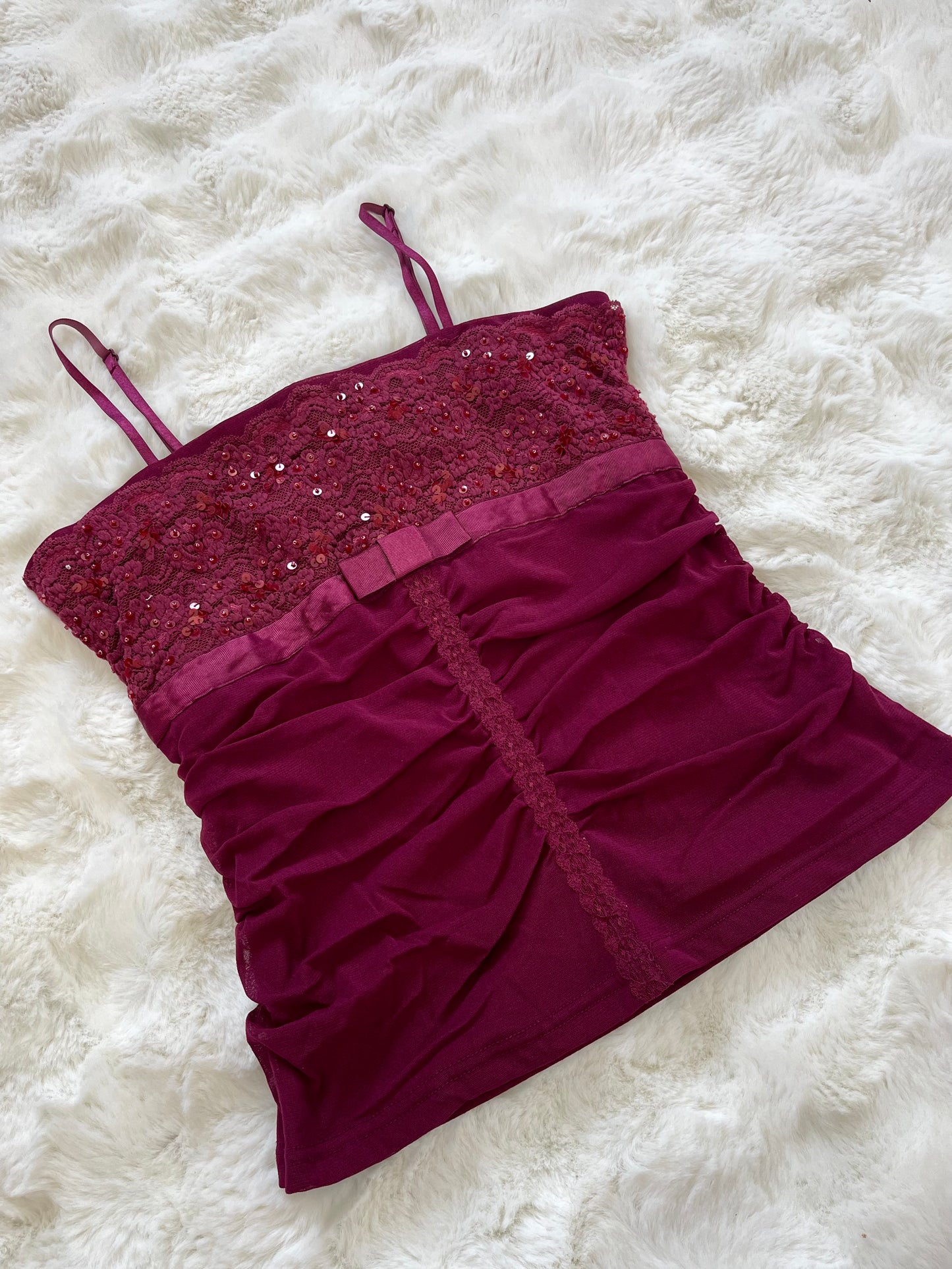Vintage Y2K Mesh and Lace Bow Top