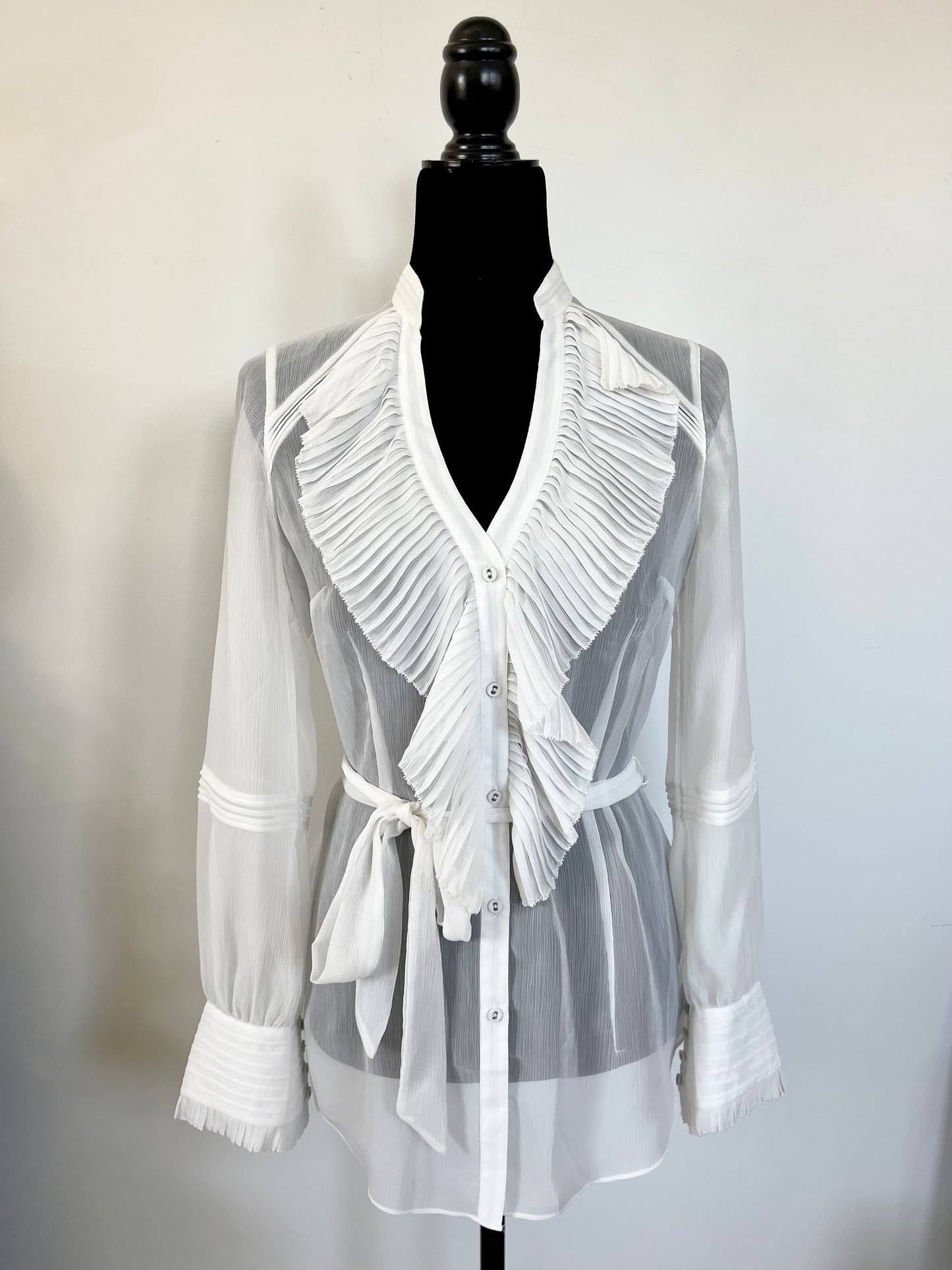 90s Vintage Silk Ruffle Top