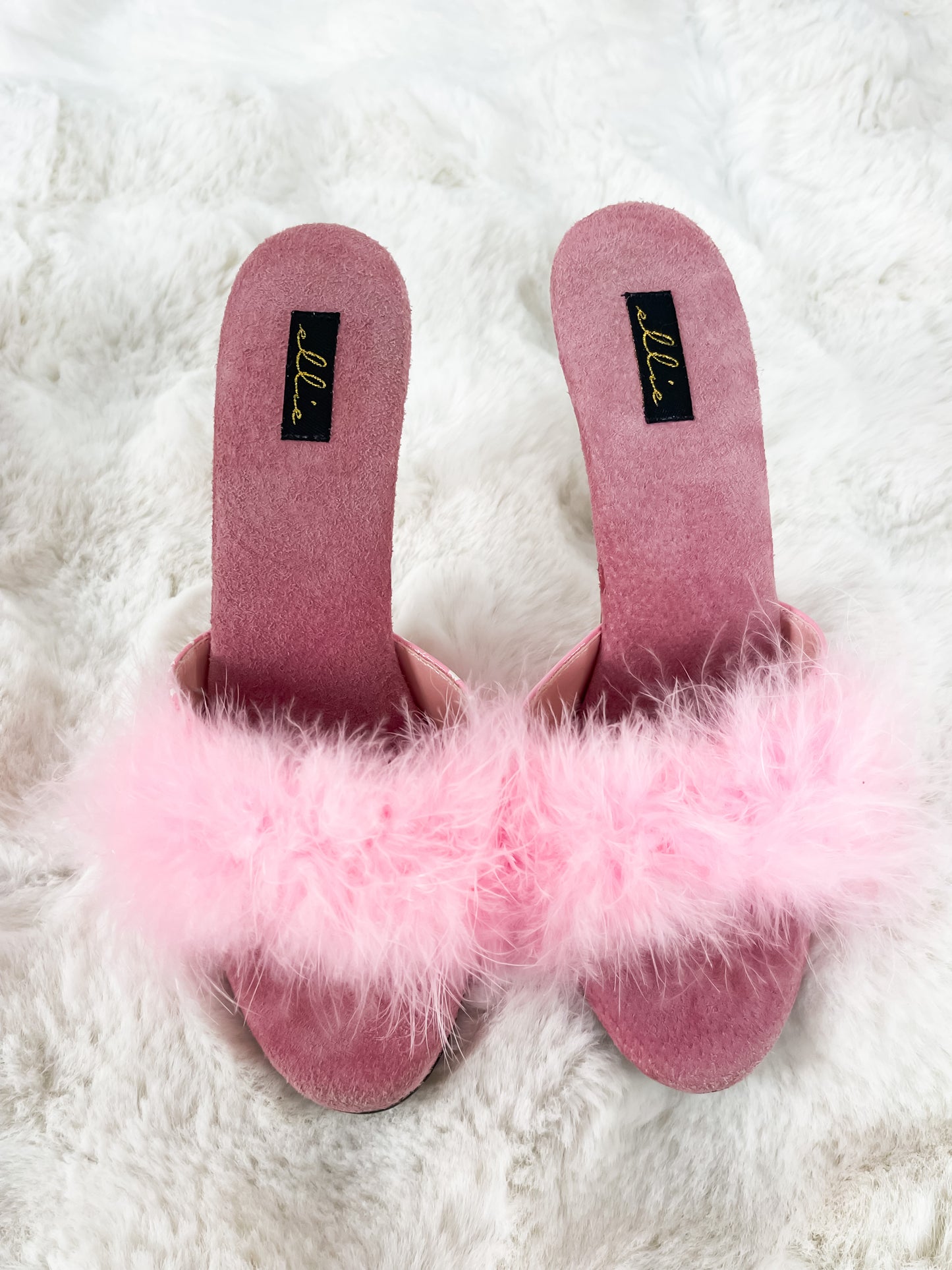 Pink Feather and Clear Acrylic Heel