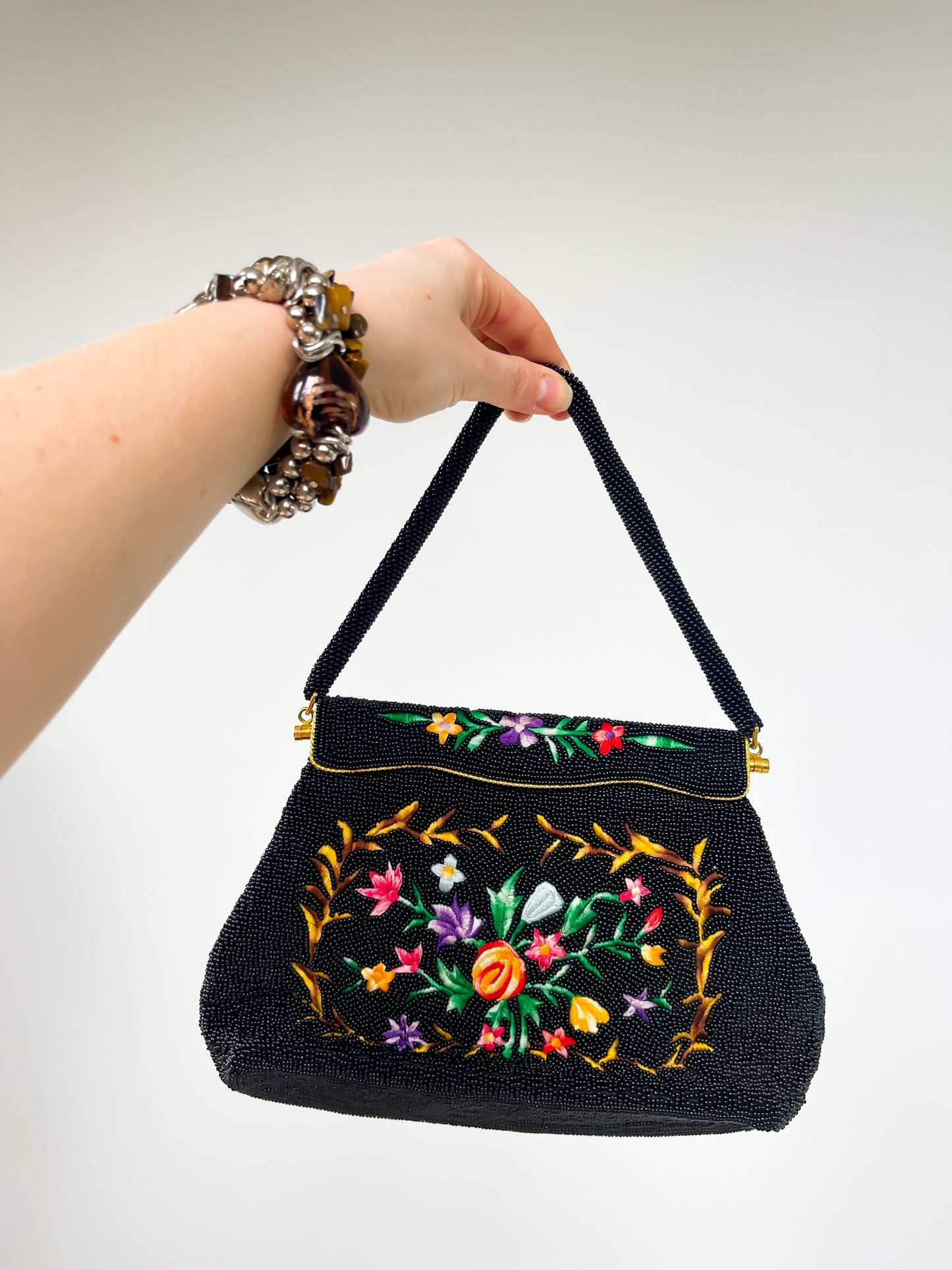 Vintage Beaded Floral Bag