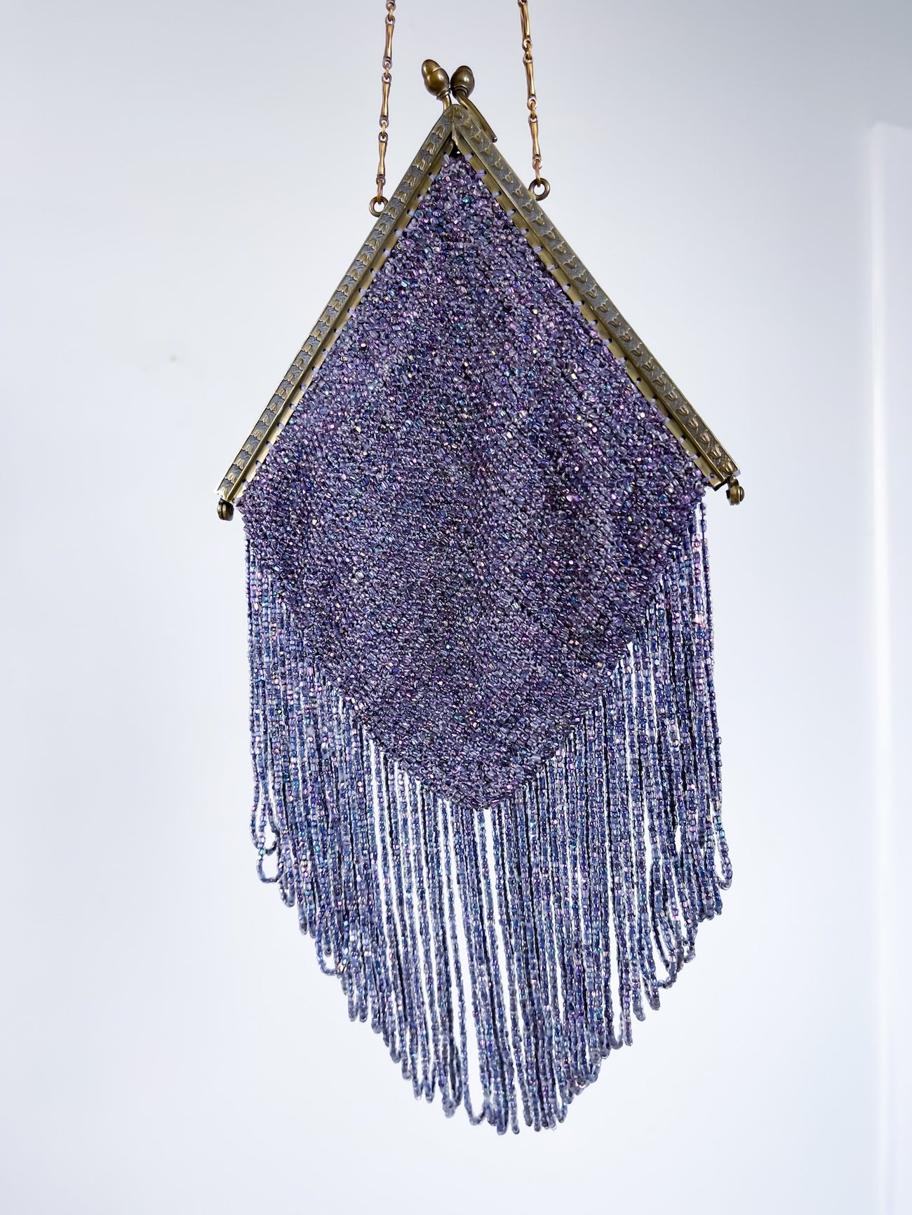 Vintage Beaded Fringe Bag in Periwinkle