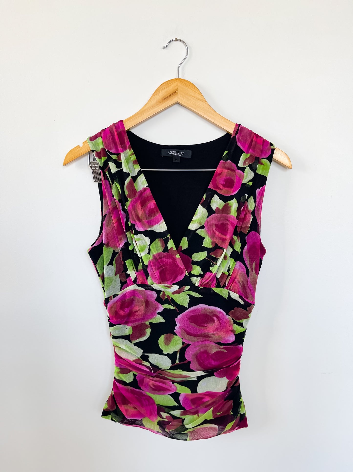 Vintage Mesh Floral Ruched Top