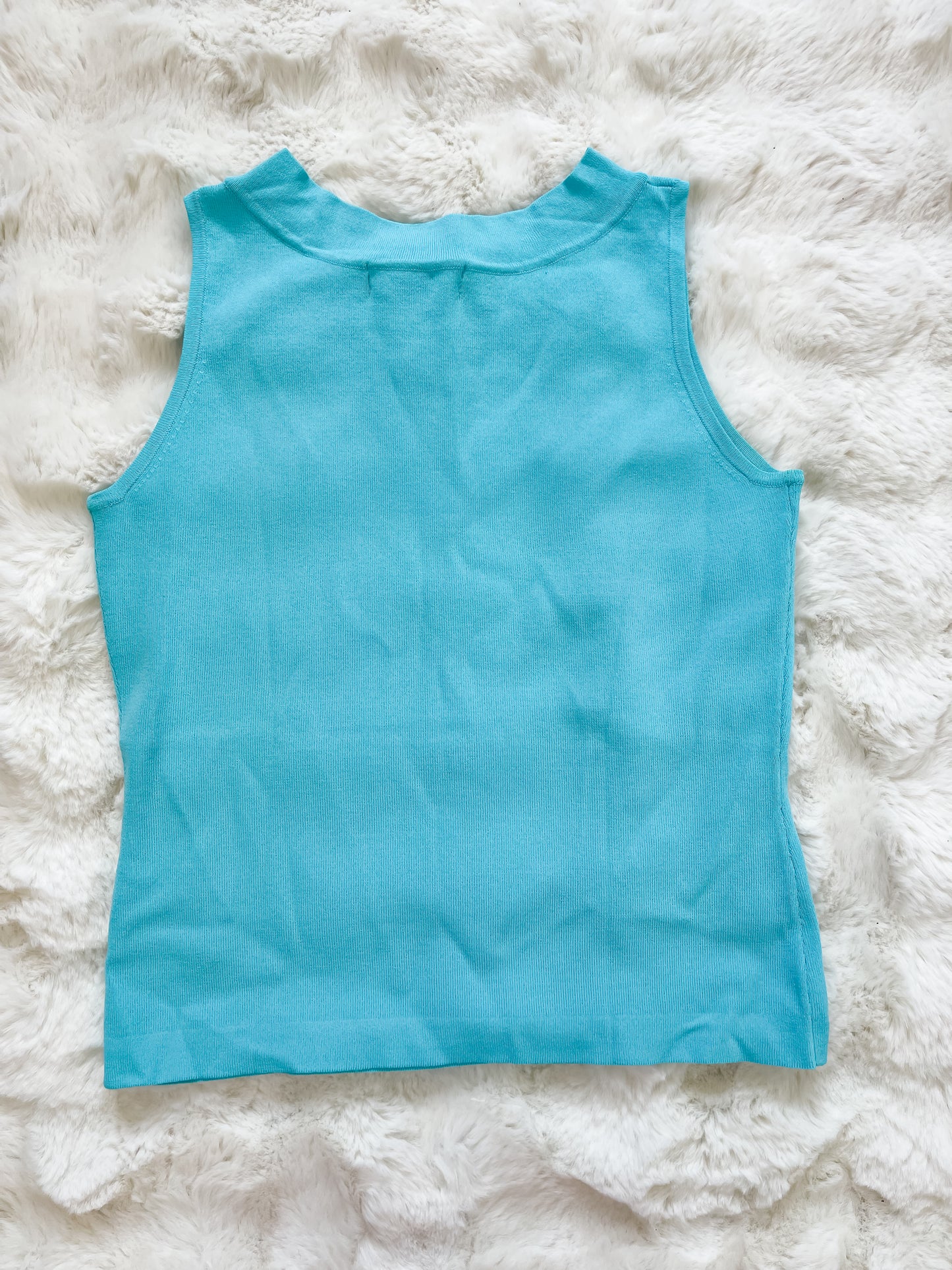 Vintage Y2K Sleeveless Knit Top in Bright Blue