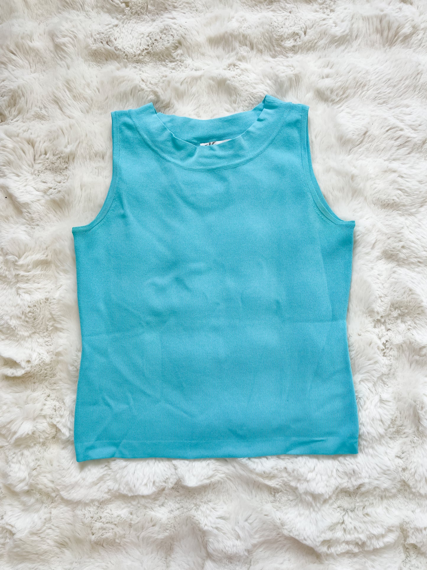 Vintage Y2K Sleeveless Knit Top in Bright Blue