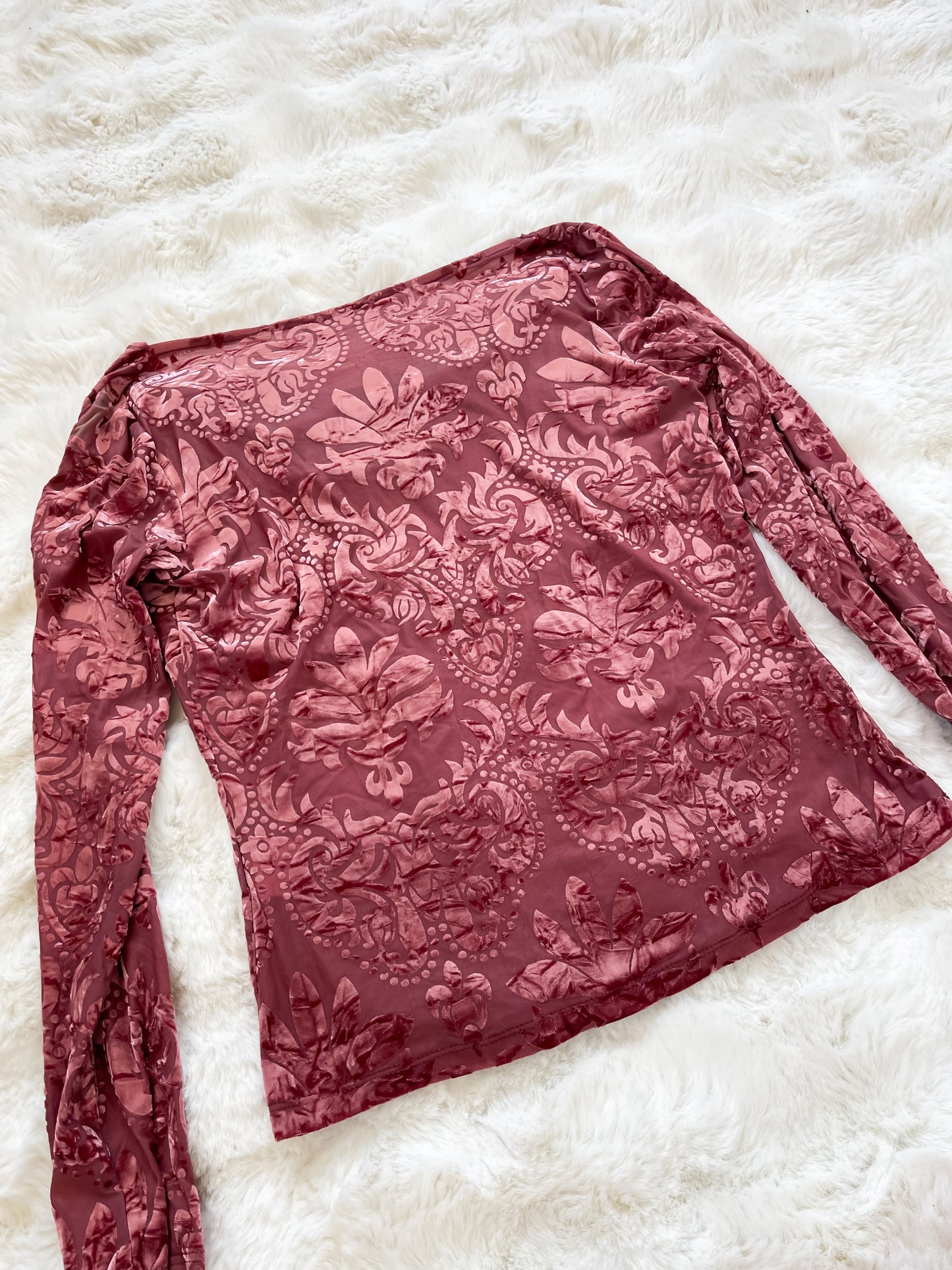 Vintage Y2K Velvet Floral Off The Shoulder Top