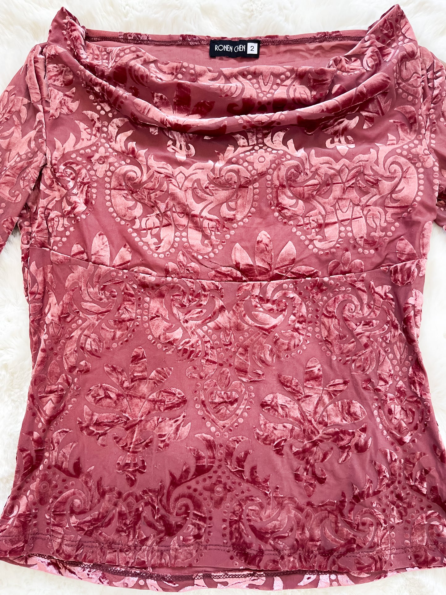 Vintage Y2K Velvet Floral Off The Shoulder Top