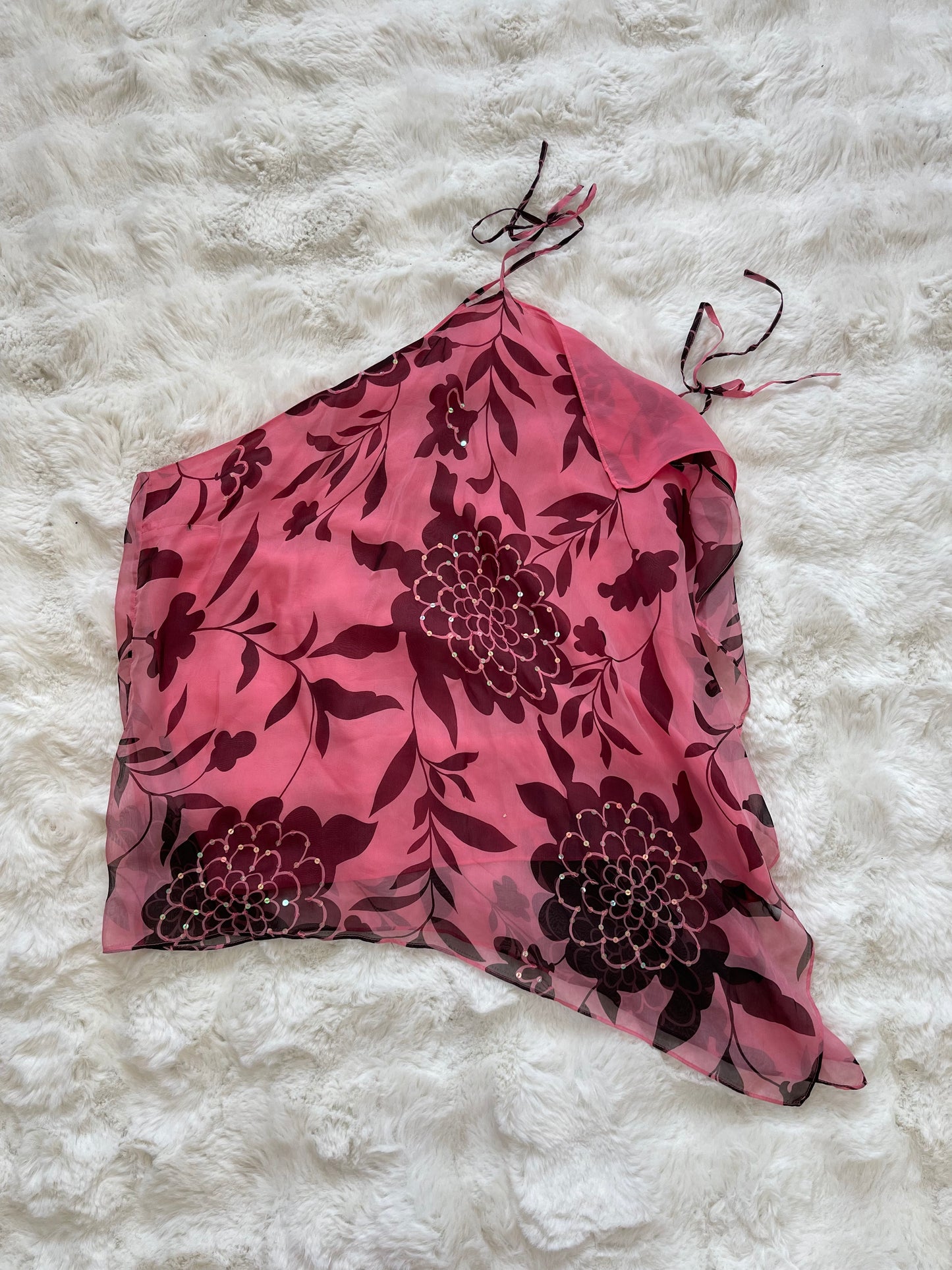 Vintage Y2K 100% Silk One Shoulder Top