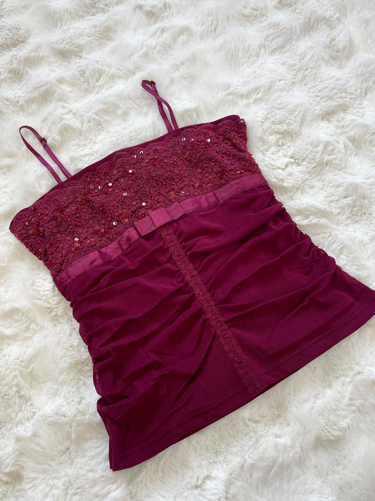 Vintage Y2K Mesh and Lace Bow Top