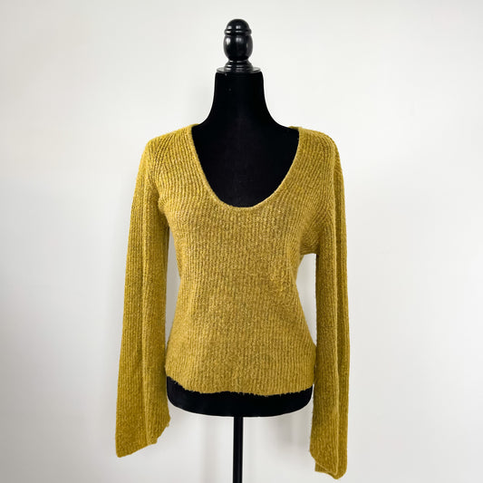 Flare Sleeve Knit Sweater in Chartreuse