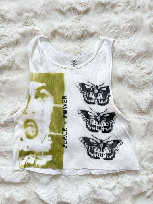 Hand Printed Peace and Love Crop Top