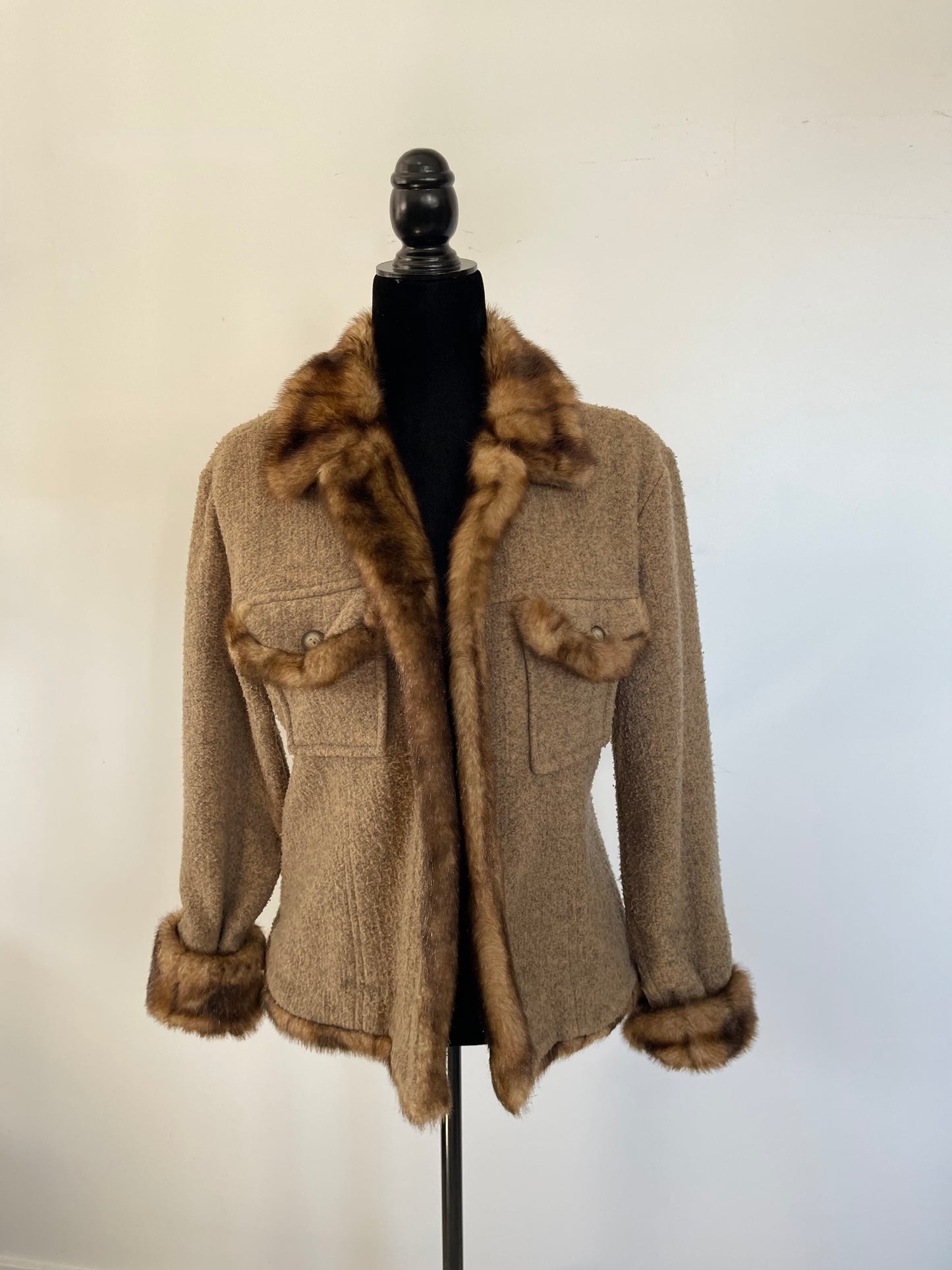 Tasha Pollizi Faux Fur Trimmed Jacket