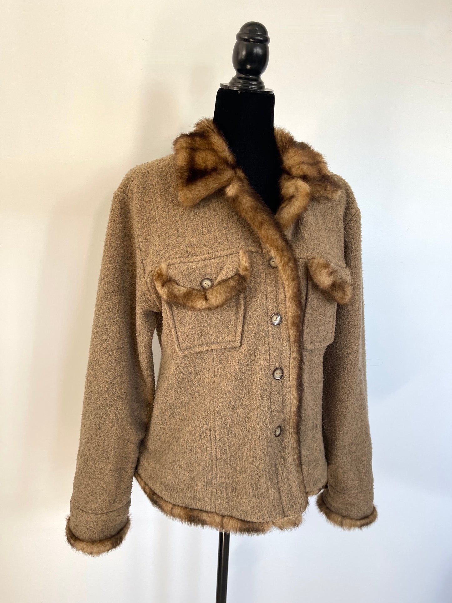 Tasha Pollizi Faux Fur Trimmed Jacket