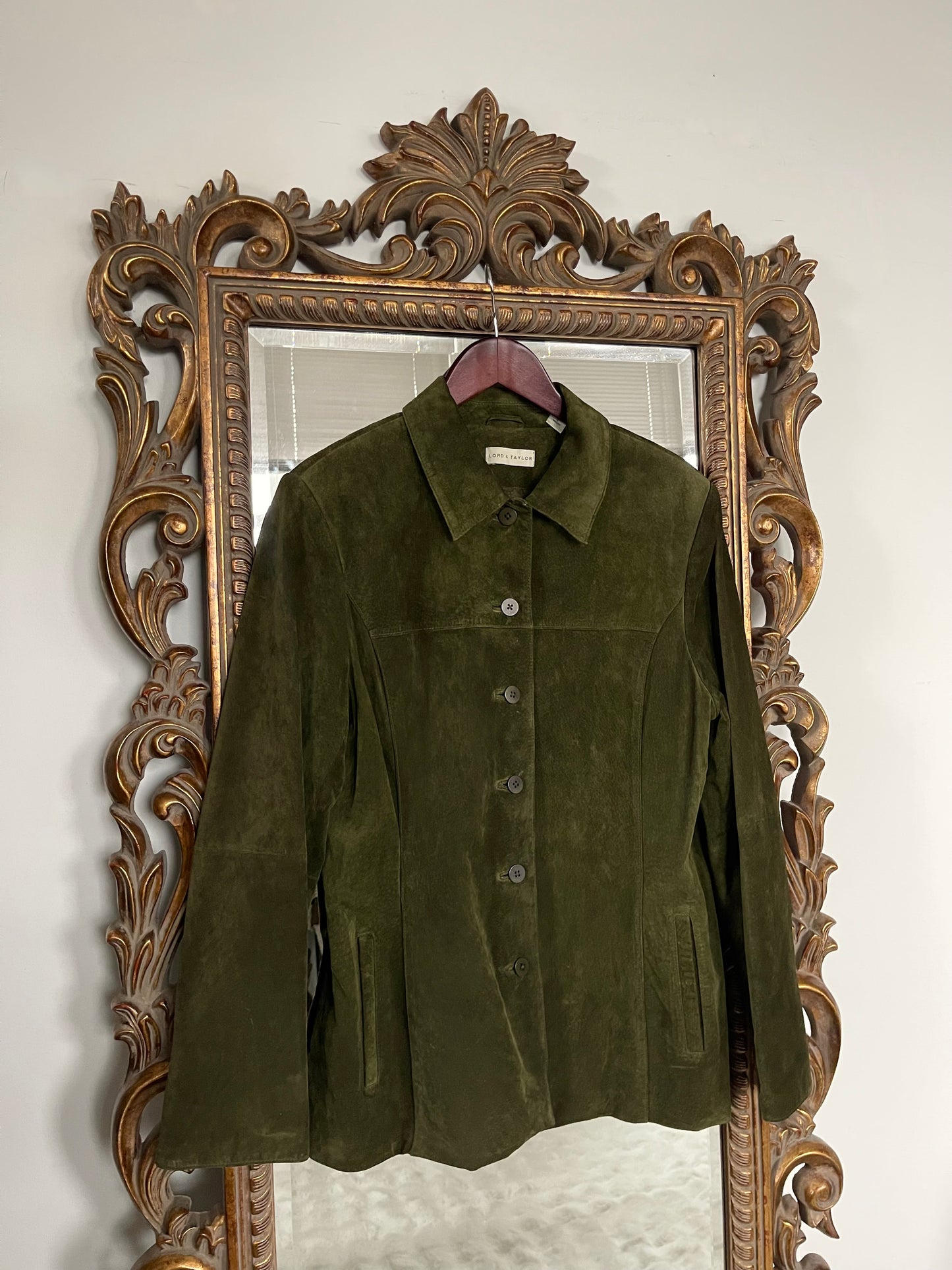 Vintage Lord & Taylor Olive Green Suede Jacket