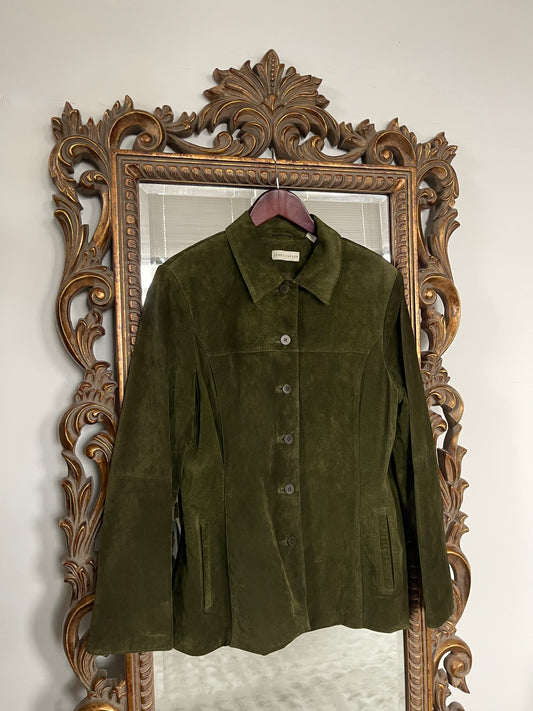 Vintage Lord & Taylor Olive Green Suede Jacket