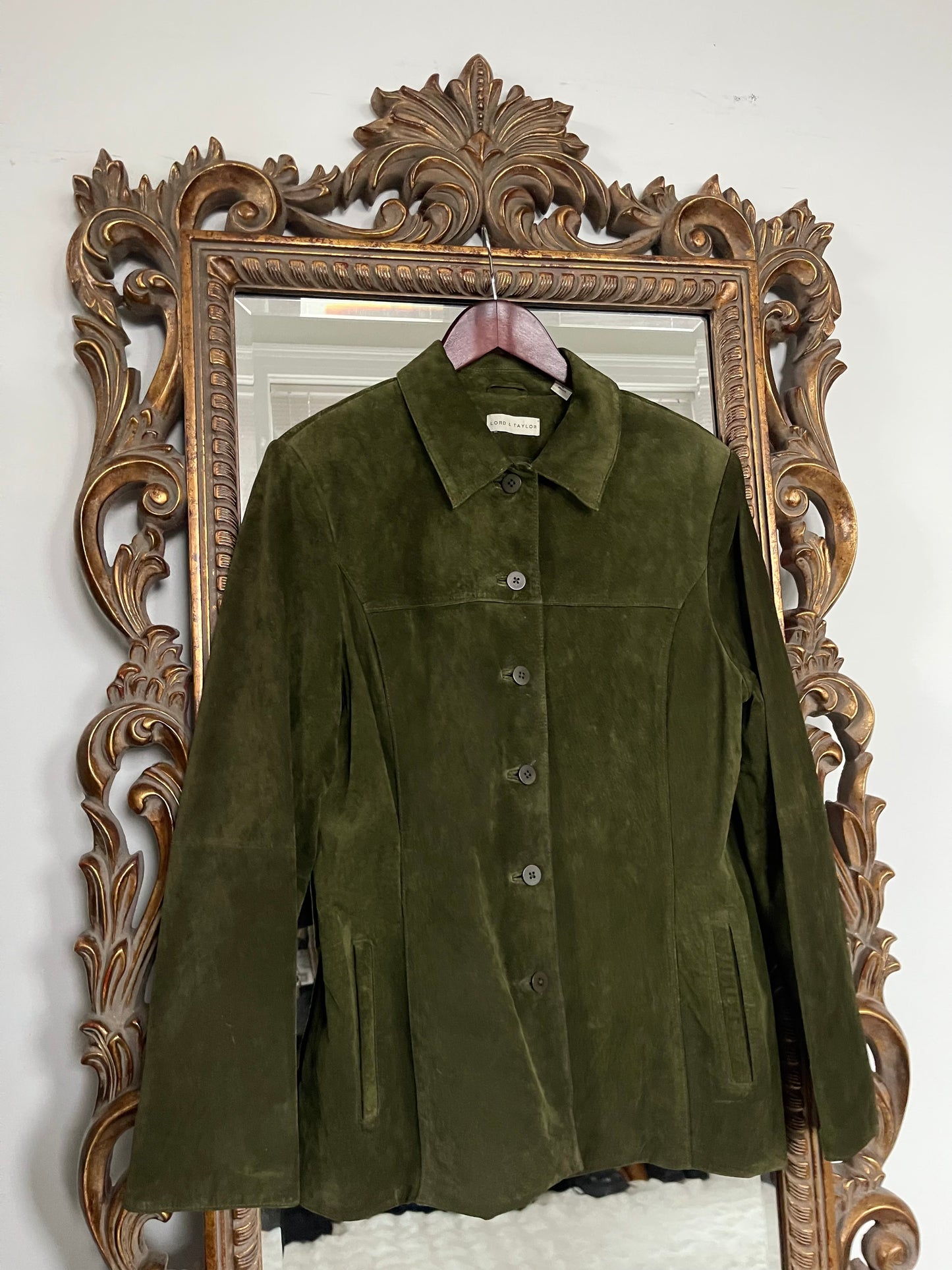 Vintage Lord & Taylor Olive Green Suede Jacket