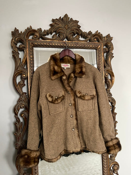 Tasha Pollizi Faux Fur Trimmed Jacket