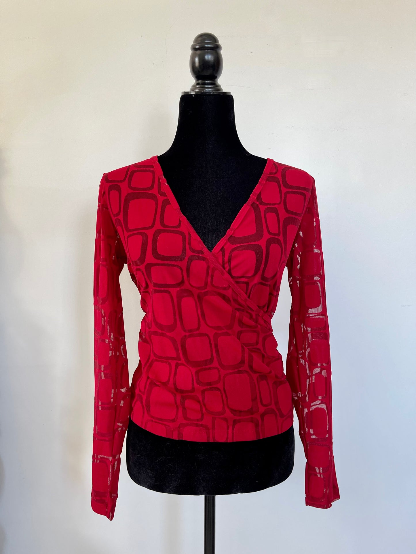 Retro Wrap Top in Cherry Red