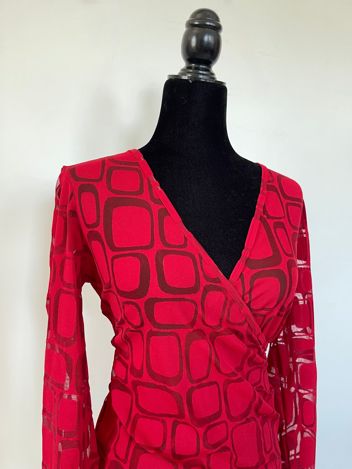 Retro Wrap Top in Cherry Red