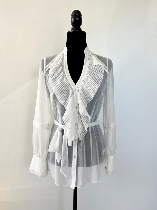 90s Vintage Silk Ruffle Top
