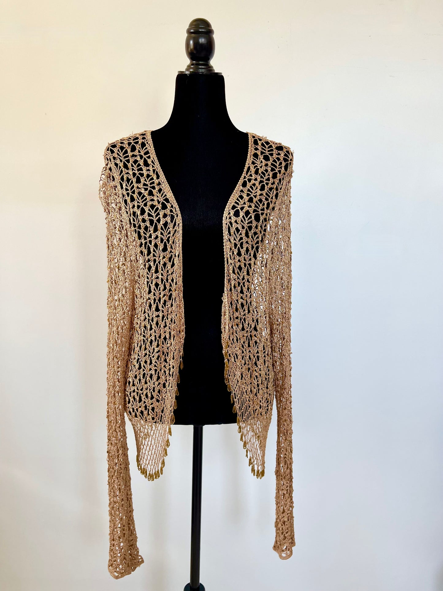 Vintage 90s Beaded Crocheted Cardigan