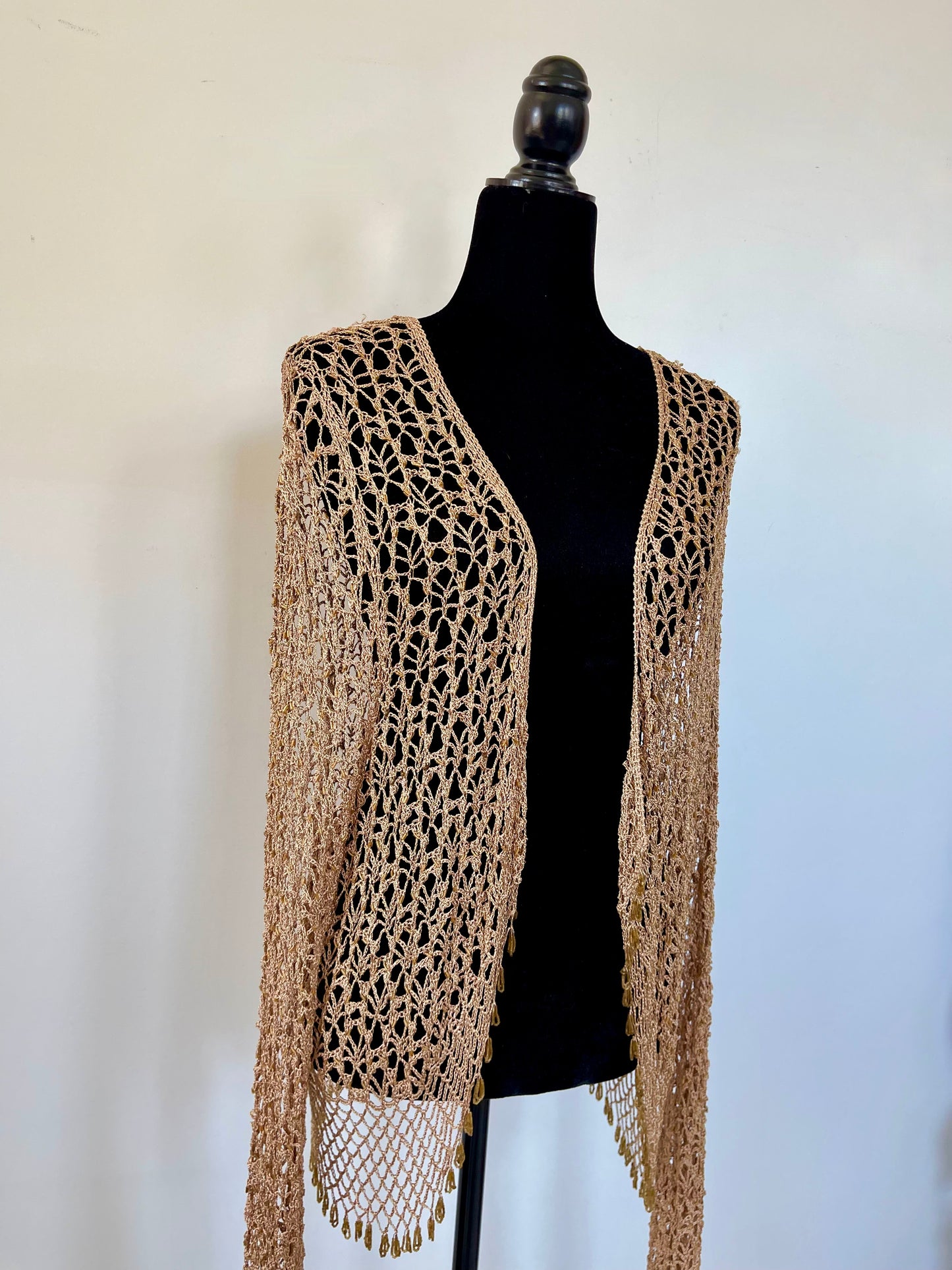 Vintage 90s Beaded Crocheted Cardigan