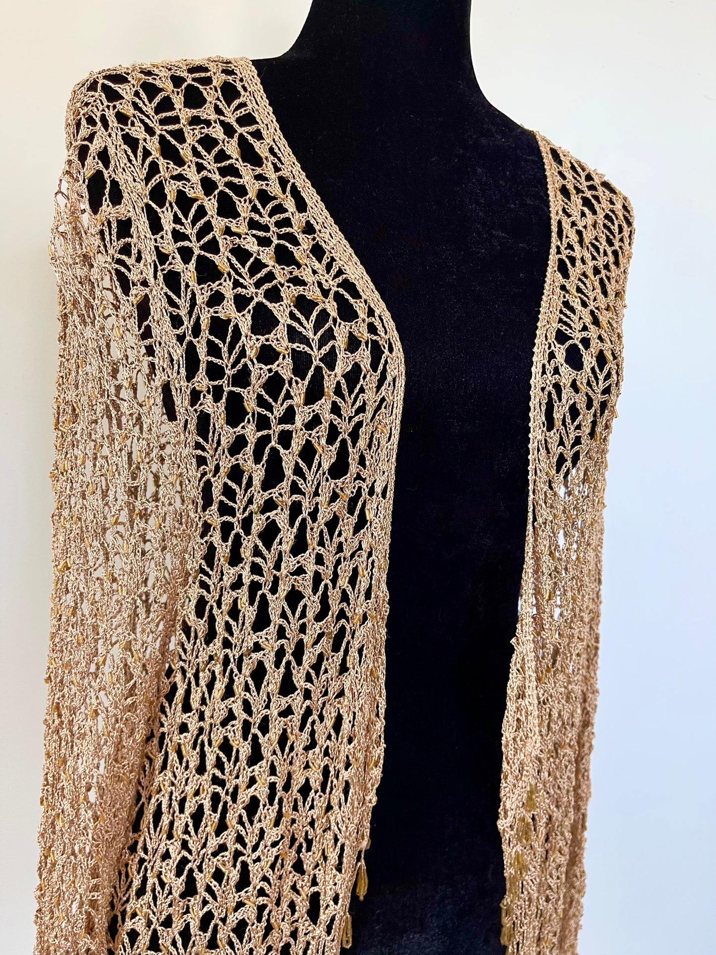 Vintage 90s Beaded Crocheted Cardigan