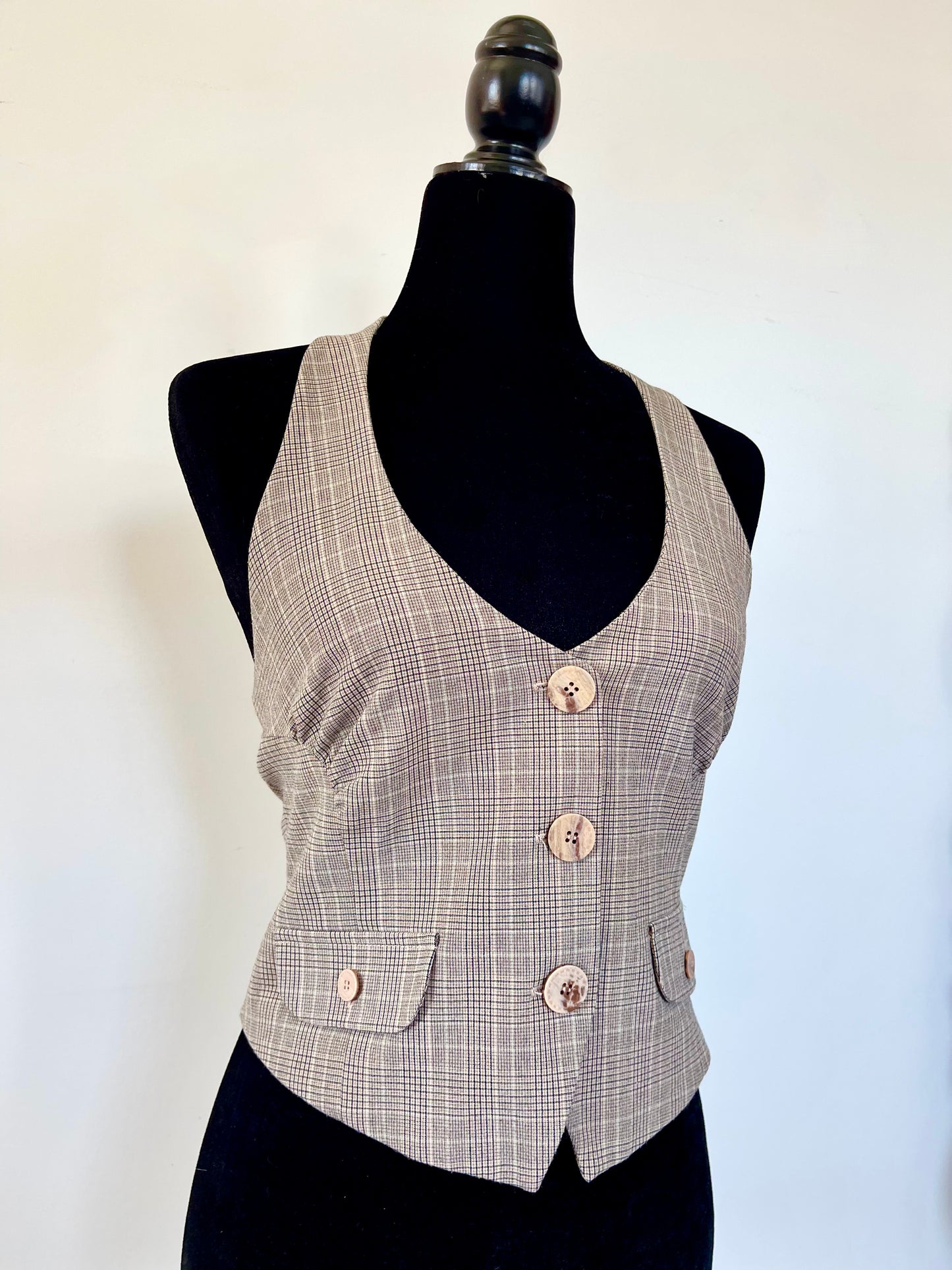 Vintage Y2K HotKiss Plaid Cropped Halter Vest