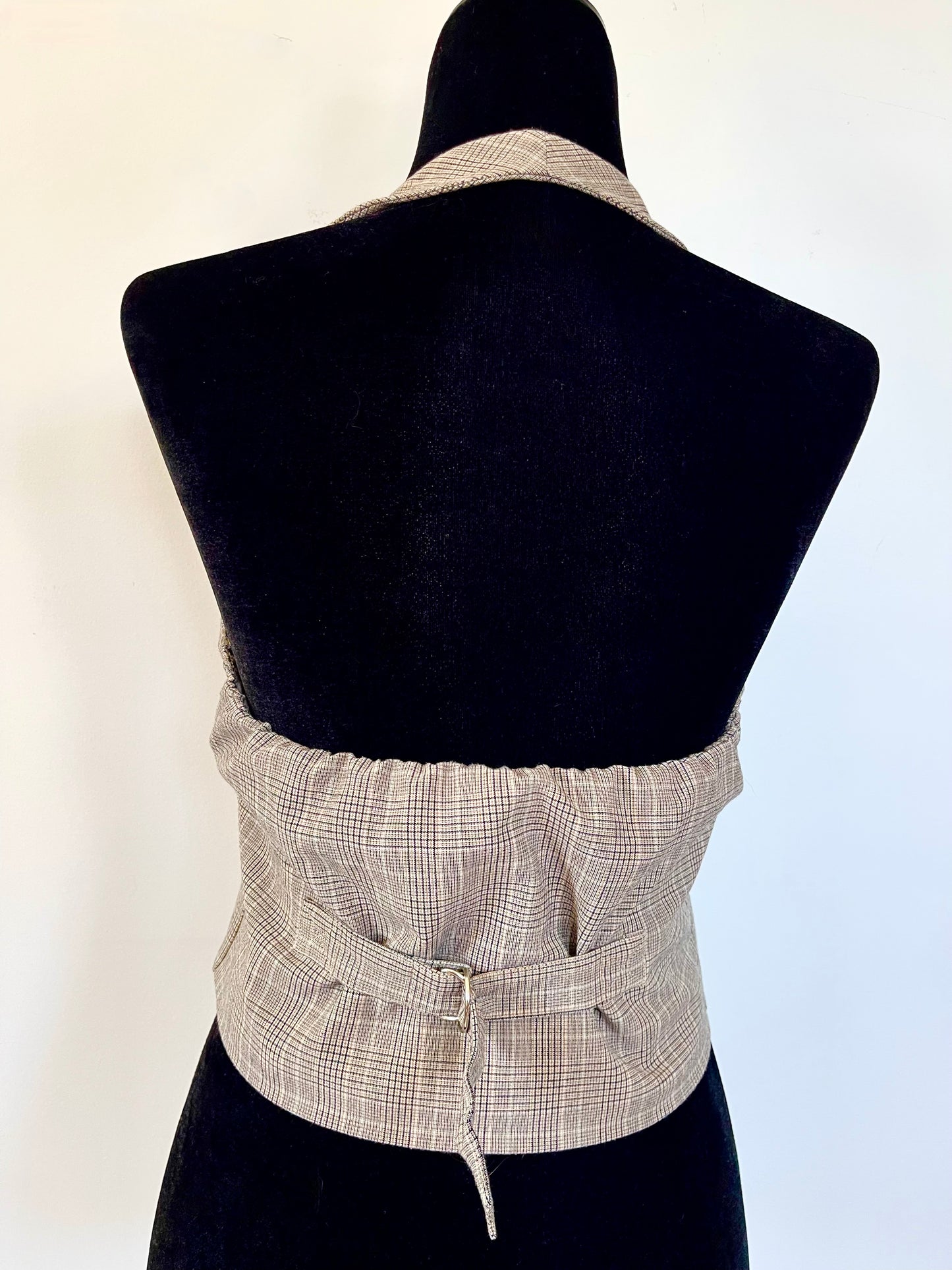 Vintage Y2K HotKiss Plaid Cropped Halter Vest