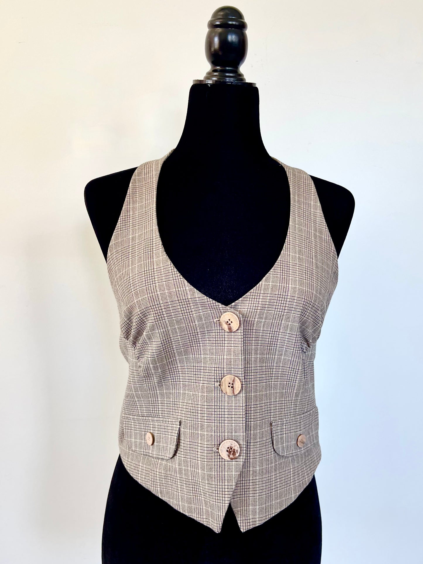 Vintage Y2K HotKiss Plaid Cropped Halter Vest
