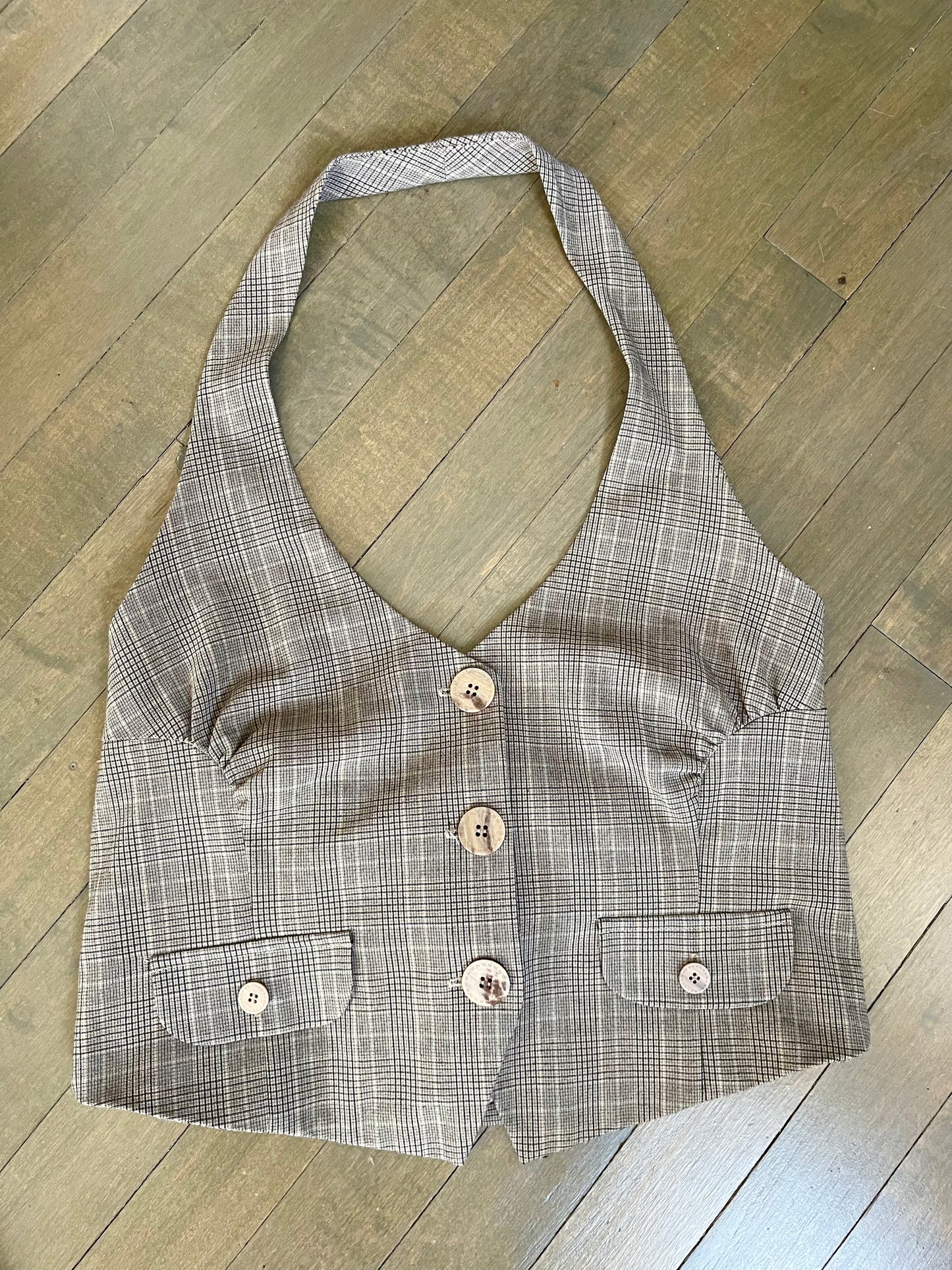 Vintage Y2K HotKiss Plaid Cropped Halter Vest