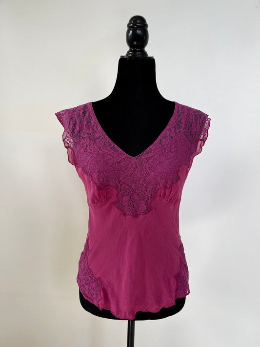 Vintage Y2K 100% Silk Lace Top