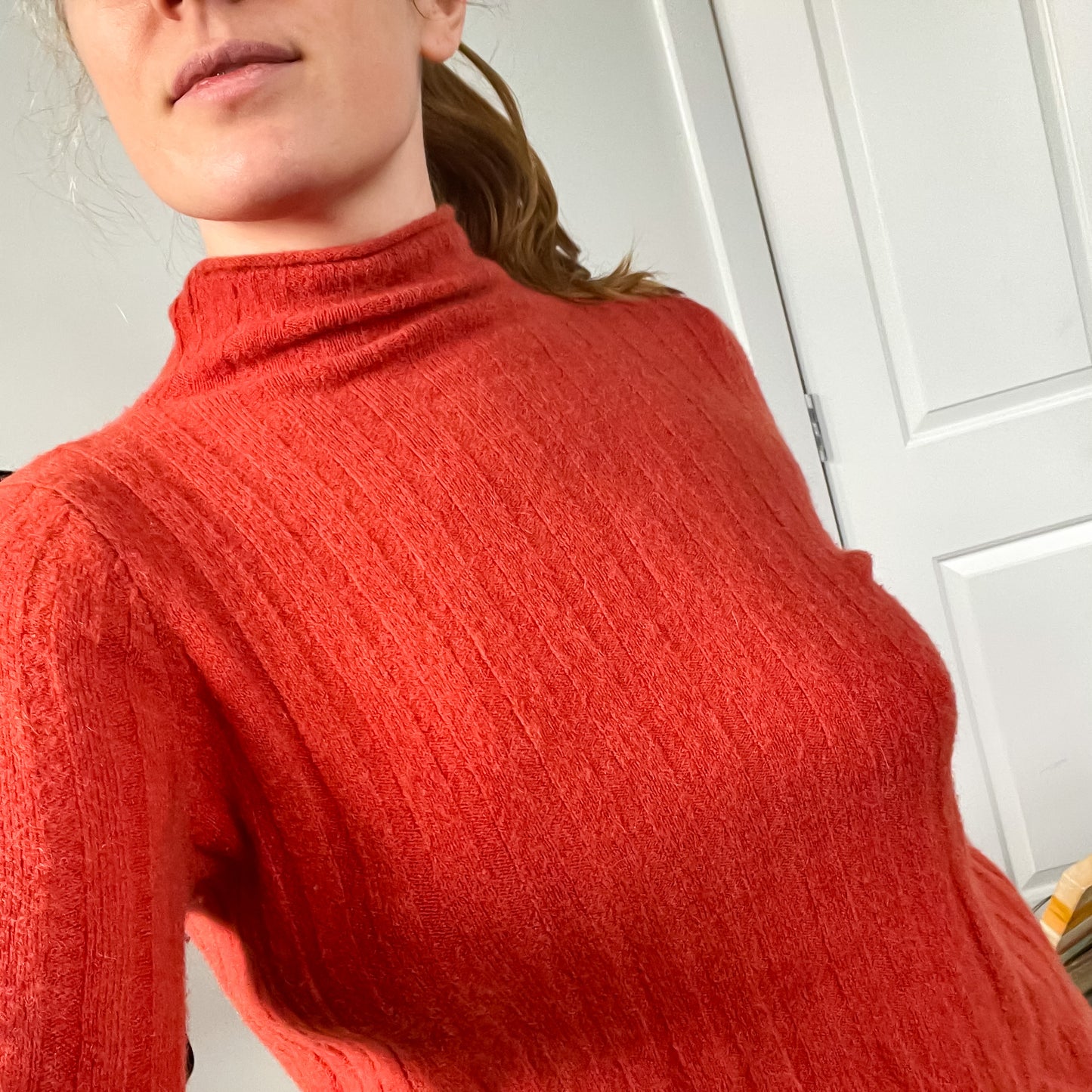 Madewell Mock Neck Sweater in Pumpkin Orange