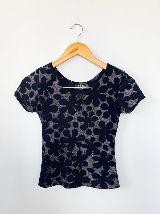 Vintage Floral Sparkle Top