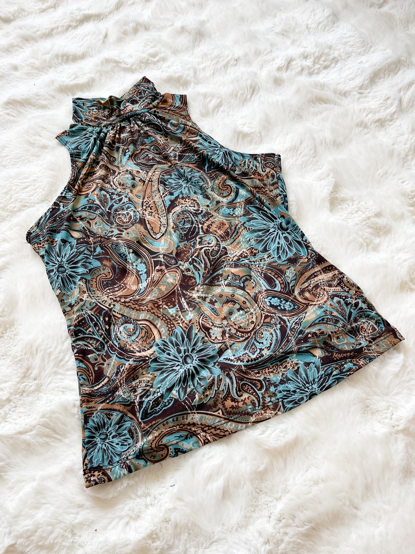 Vintage Y2K Paisley High Neck Top