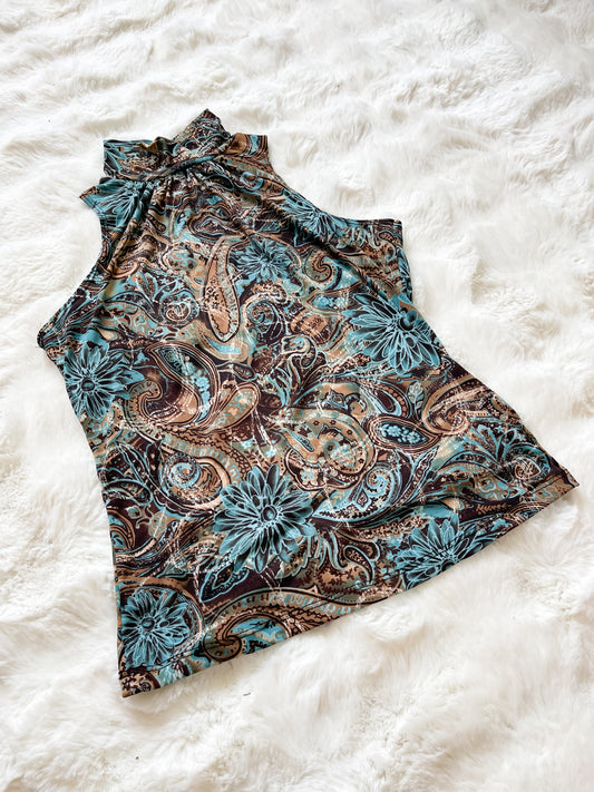 Vintage Y2K Paisley High Neck Top