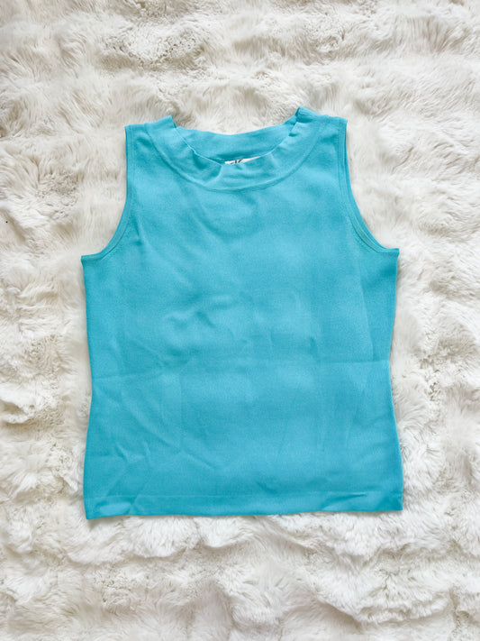 Vintage Y2K Sleeveless Knit Top in Bright Blue